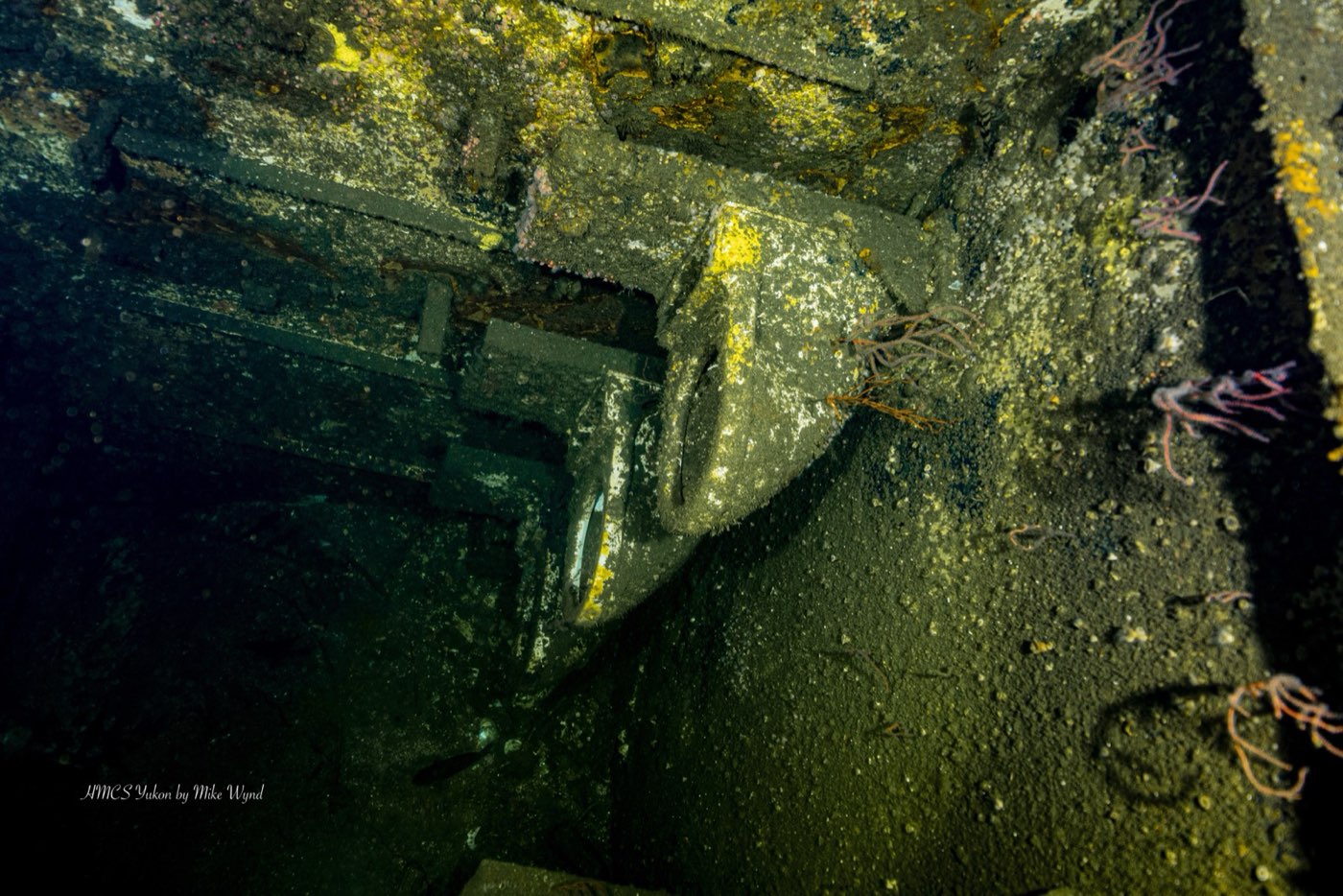 Inside the Yukon's forward head: fixtures on what is now a wall, because the ship rests on her port side